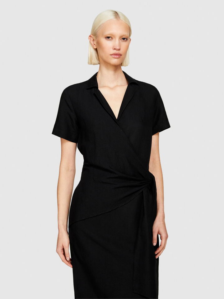Midi dress with twist - women's midi dresses - Black | Sisley image number 4